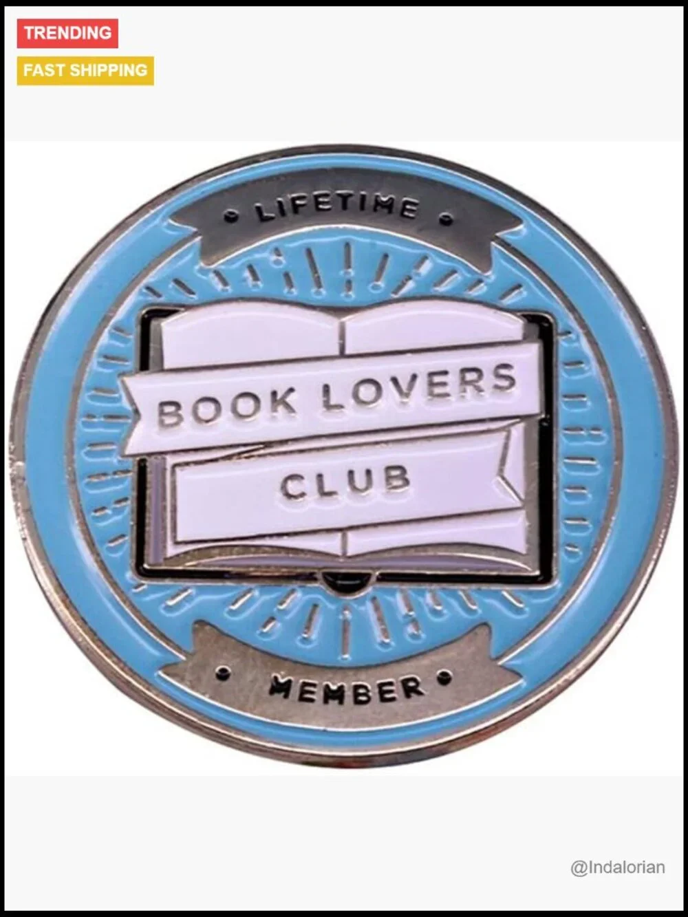 Enamel Book Lovers Club Badge Round Button Brooch Pin for Bags Jackets